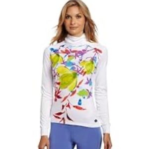 HOT CHILLYS LONG SLEEVE BASE LAYER Floral White ROUND NECK TOP M